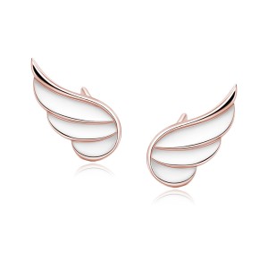 Cercei argint rose gold Aripi cu email alb DiAmanti Z1679ERG_W-DIA (Argint 925‰ 1,7 g.)